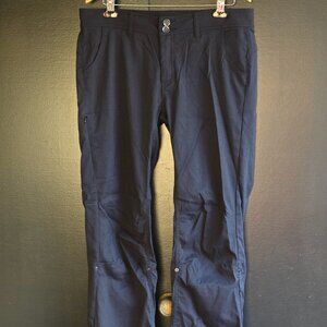 Prana Pants Womens 12 black Halle Bootcut Leg Stretch Roll Up Drawstring 36x31